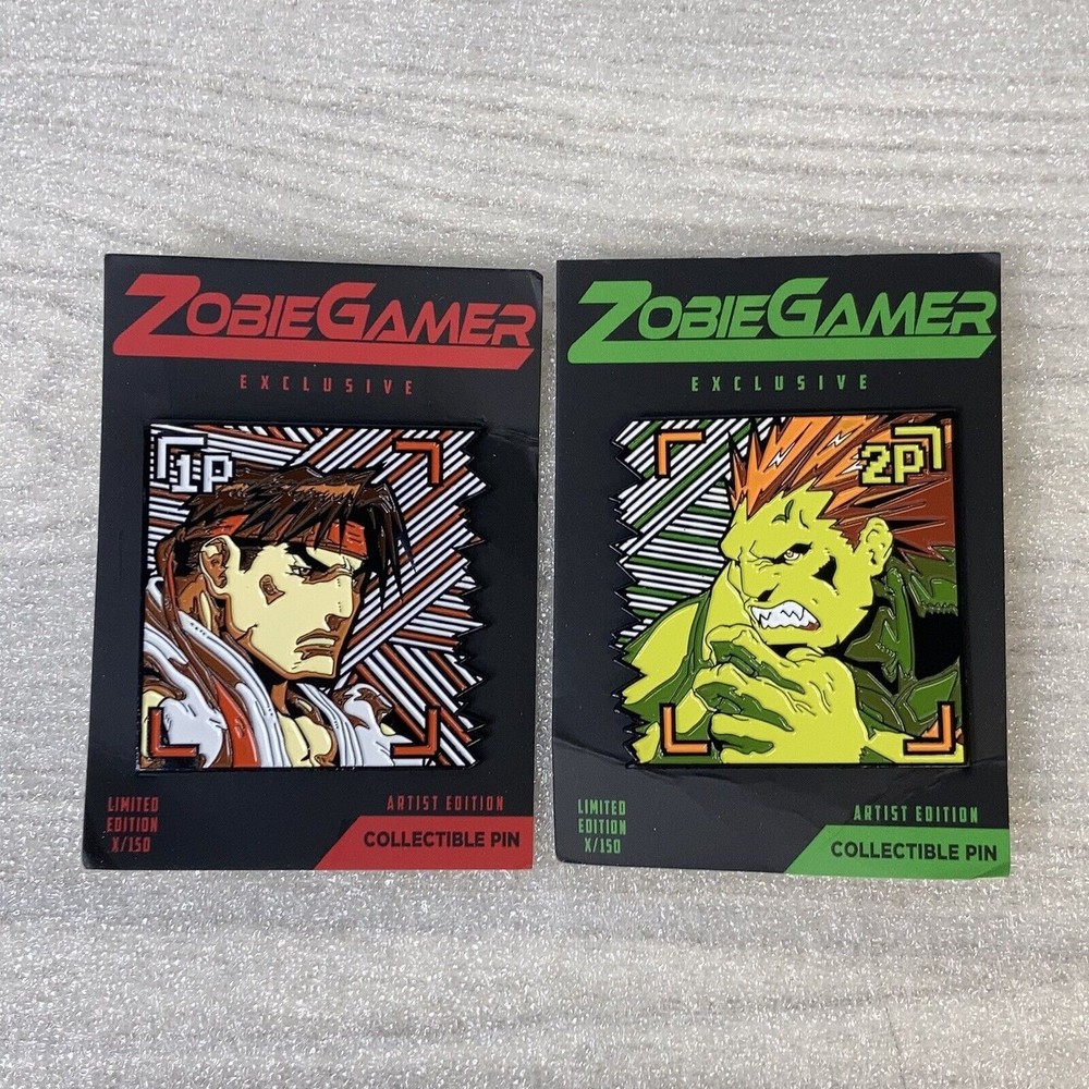 Street Fighter II Collectable Enamel Pin Set Zobie Gamer Box Exclusive, New